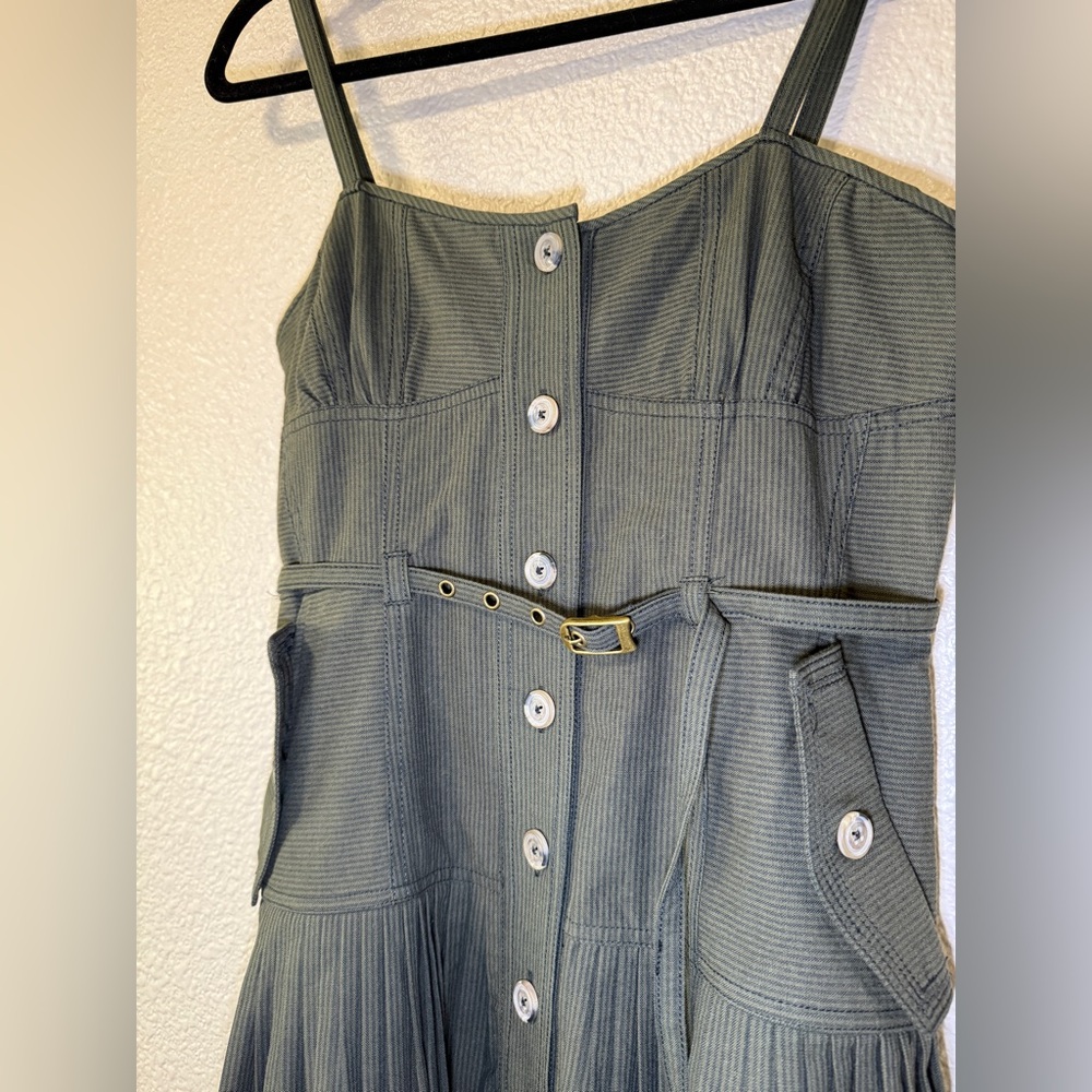 NWOT ULLA JOHNSON Cleo Midi Dress Pleated Green Vacation Holiday Summer Resort 4 - Picture 6 of 11